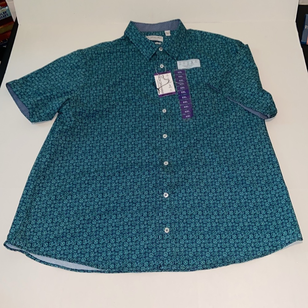 Nick Graham New Men’s Size 2XL Blue Floral Short Sleeve Button Up Shirt